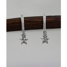 Papatya Silver 925 Ayar Gümüş Rodyum Kaplama Yıldız Halka Küpe