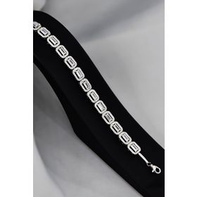 Papatya Silver 925 Ayar Gümüş Rodyum Kaplama Zirkon Baget Kare Taşlı Su Yolu Bileklik