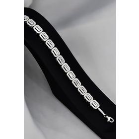 Papatya Silver 925 Ayar Gümüş Rodyum Kaplama Zirkon Baget Kare Taşlı Su Yolu Bileklik