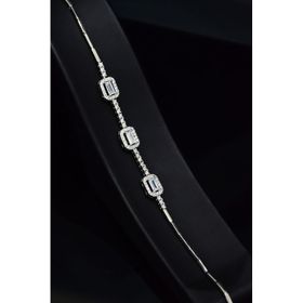 Papatya Silver 925 Ayar Gümüş Rodyum Kaplama Zirkon Baget Taşlı Bileklik