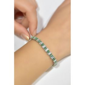Papatya Silver 925 Ayar Gümüş Rodyum Kaplama Zirkon Baget Taşlı Su Yolu Bileklik