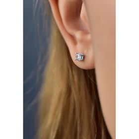Papatya Silver 925 Ayar Gümüş Rodyum Kaplama Zirkon Taşlı 4.00 mm Tektaş Küpe