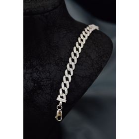 Papatya Silver 925 Ayar Gümüş Rodyum Kaplama Zirkon Taşlı Gurmet Zincir Bileklik