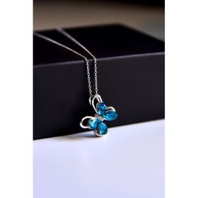 Papatya Silver 925 Ayar Gümüş Rodyum Kaplama Zirkon Taşlı Mavi Morpho Kelebeği Kolye