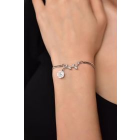 Papatya Silver 925 Ayar Gümüş Rodyum Kaplama Zirkon Taşlı Sedef Manolya Çiçeiği Bileklik