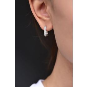 Papatya Silver 925 Ayar Gümüş Rodyum Kaplama Zirkon Taşlı Trend Küpe