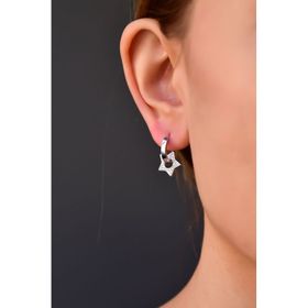 Papatya Silver 925 Ayar Gümüş Rodyum Kaplama Zirkon Taşlı Yıldız Halka Küpe