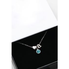 Papatya Silver 925 Ayar Gümüş Rodyum Mini Üç Boyutlu A Harfi Kalp Doğum Taşlı Kolye