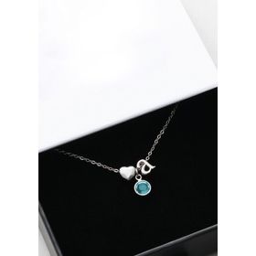Papatya Silver 925 Ayar Gümüş Rodyum Mini Üç Boyutlu A Harfi Kalp Doğum Taşlı Kolye