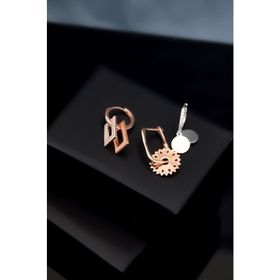 Papatya Silver 925 Ayar Gümüş Rodyum-Rose Kaplama Zirkon Taşlı Sallantılı Tasarım Kombin Halka Küpe