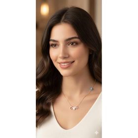 Papatya Silver 925 Ayar Gümüş Rodyum Taşlı Kalp Gözlü Harf Kolye