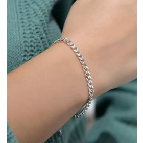 Papatya Silver 925 Ayar Gümüş Rodyum Zincir Bileklik