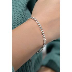 Papatya Silver 925 Ayar Gümüş Rodyum Zincir Bileklik