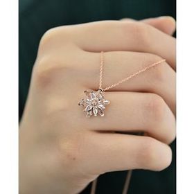 Papatya Silver 925 Ayar Gümüş Rose Altın Kaplama Beyaz Lotus Kolye