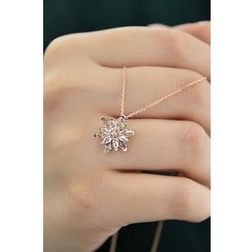 Papatya Silver 925 Ayar Gümüş Rose Altın Kaplama Beyaz Lotus Kolye