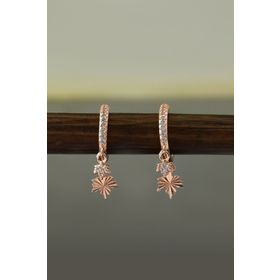Papatya Silver 925 Ayar Gümüş Rose Altın Kaplama Çınar Halka Küpe