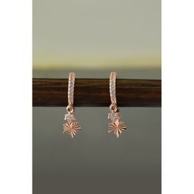 Papatya Silver 925 Ayar Gümüş Rose Altın Kaplama Çınar Halka Küpe