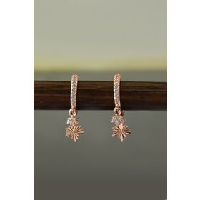 Papatya Silver 925 Ayar Gümüş Rose Altın Kaplama Çınar Halka Küpe