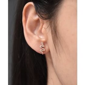 Papatya Silver 925 Ayar Gümüş Rose Altın Kaplama Çivili Yılan Küpe