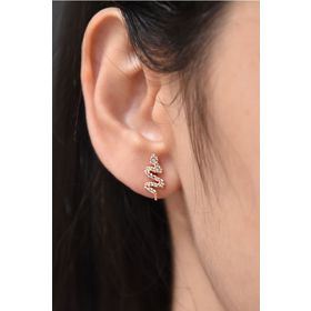 Papatya Silver 925 Ayar Gümüş Rose Altın Kaplama Çivili Yılan Küpe