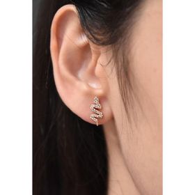 Papatya Silver 925 Ayar Gümüş Rose Altın Kaplama Çivili Yılan Küpe