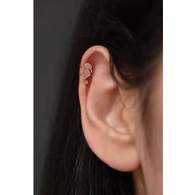 Papatya Silver 925 Ayar Gümüş Rose Altın Kaplama Deniz Atı Kıkırdak Küpe