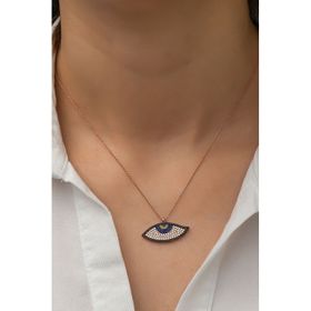 Papatya Silver 925 Ayar Gümüş Rose Altın Kaplama Göz Kolye