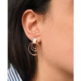 Papatya Silver 925 Ayar Gümüş Rose Altın Kaplama Halka Çivili Küpe