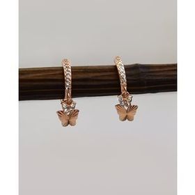 Papatya Silver 925 Ayar Gümüş Rose Altın Kaplama Kelebek Halka Küpe