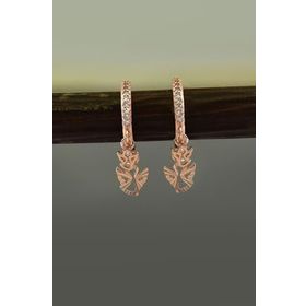 Papatya Silver 925 Ayar Gümüş Rose Altın Kaplama Melek Halka Küpe