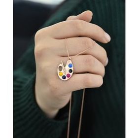 Papatya Silver 925 Ayar Gümüş Rose Altın Kaplama Palet Kolye