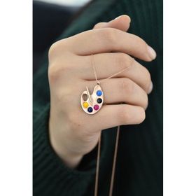 Papatya Silver 925 Ayar Gümüş Rose Altın Kaplama Palet Kolye