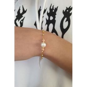 Papatya Silver 925 Ayar Gümüş Rose Altın Kaplama Sim Dorika Toplu İnci Kadın Bileklik