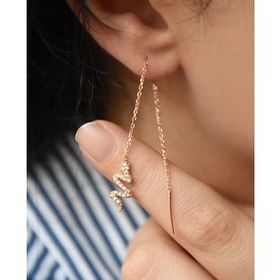 Papatya Silver 925 Ayar Gümüş Rose Altın Kaplama Yılan Zincir Çift Küpe