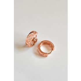 Papatya Silver 925 Ayar Gümüş Rose Baklava Desenli Halka Küpe