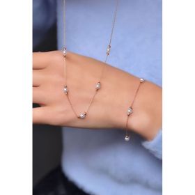 Papatya Silver 925 Ayar Gümüş Rose Dorika Toplu Incili Kolye Bileklik Set