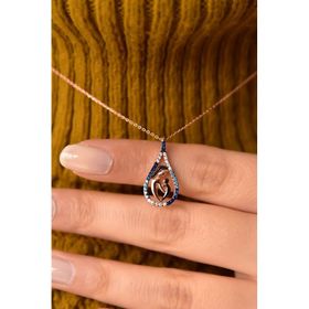 Papatya Silver 925 Ayar Gümüş Rose Kaplama Akışlı Taş Anne Çocuk Damla Kolye