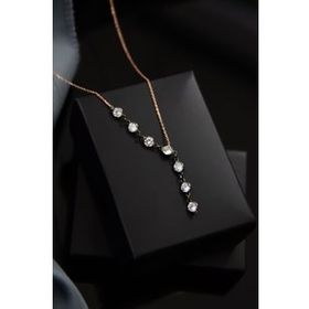 Papatya Silver 925 Ayar Gümüş Rose Kaplama Akışlı Zirkon Taşlı Kolye