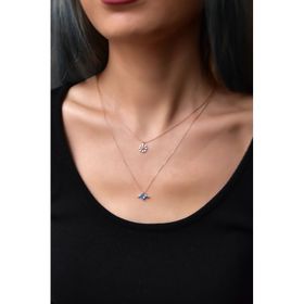 Papatya Silver 925 Ayar Gümüş Rose Kaplama Asansörlü Mineli Papatya ve Kalp Kanat Kolye