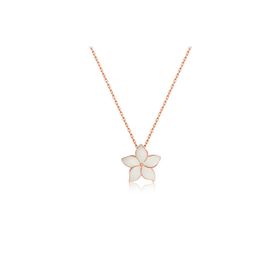 Papatya Silver 925 Ayar Gümüş Rose Kaplama Ay Taşı Yasemin Çiçeği Kolye ve Küpe Set