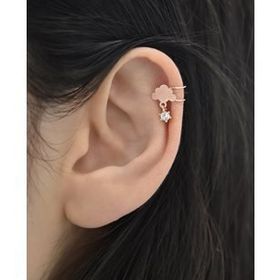 Papatya Silver 925 Ayar Gümüş Rose Kaplama Bulut Kıkırdak Küpe