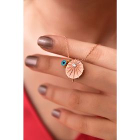 Papatya Silver 925 Ayar Gümüş Rose Kaplama Cam Gözlü Tektaşlı Kutup Kolye