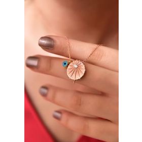 Papatya Silver 925 Ayar Gümüş Rose Kaplama Cam Gözlü Tektaşlı Kutup Kolye