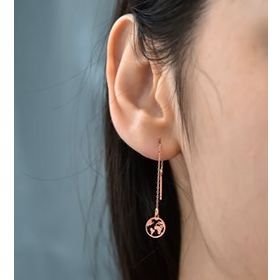 Papatya Silver 925 Ayar Gümüş Rose Kaplama Çift Dünya Zincir Kadın Küpe