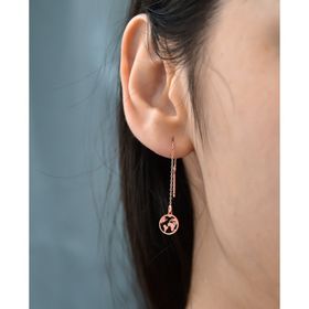 Papatya Silver 925 Ayar Gümüş Rose Kaplama Çift Dünya Zincir Kadın Küpe