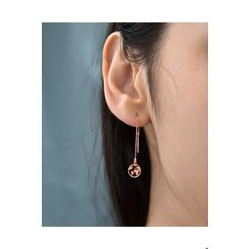 Papatya Silver 925 Ayar Gümüş Rose Kaplama Çift Dünya Zincir Kadın Küpe