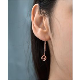 Papatya Silver 925 Ayar Gümüş Rose Kaplama Çift Dünya Zincir Kadın Küpe