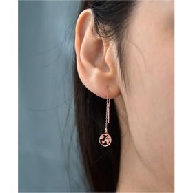 Papatya Silver 925 Ayar Gümüş Rose Kaplama Çift Dünya Zincir Kadın Küpe