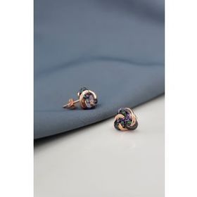 Papatya Silver 925 Ayar Gümüş Rose Kaplama Çivili Mistik Topaz Taşlı Loop Küpe