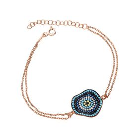 Papatya Silver 925 Ayar Gümüş Rose Kaplama Dalgalı Nazar Bileklik